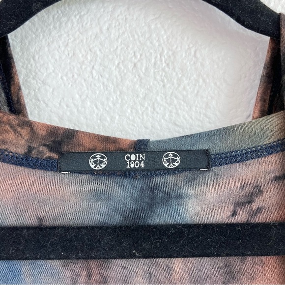 Coin 1804 Draped Cardigan Duster Vest Womens Medium Blue Brown Tie Dye Hoodie - Picture 7 of 13